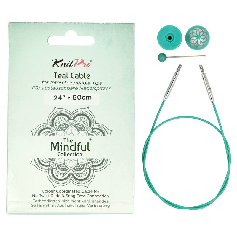 KnitPro Mindful Teal fixní lanko 35cm
