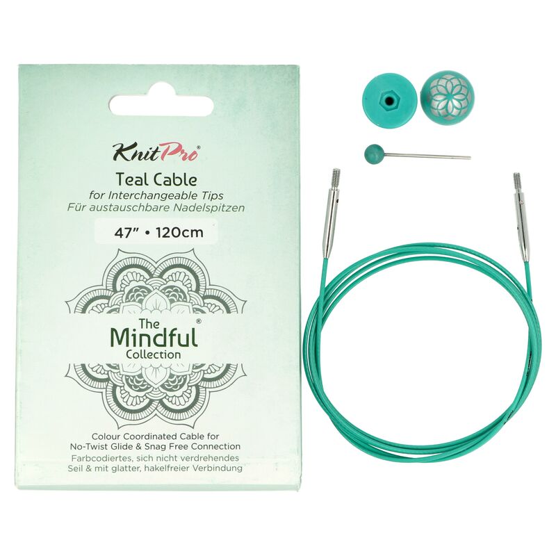 KnitPro Mindful Teal fixní lanko 94cm