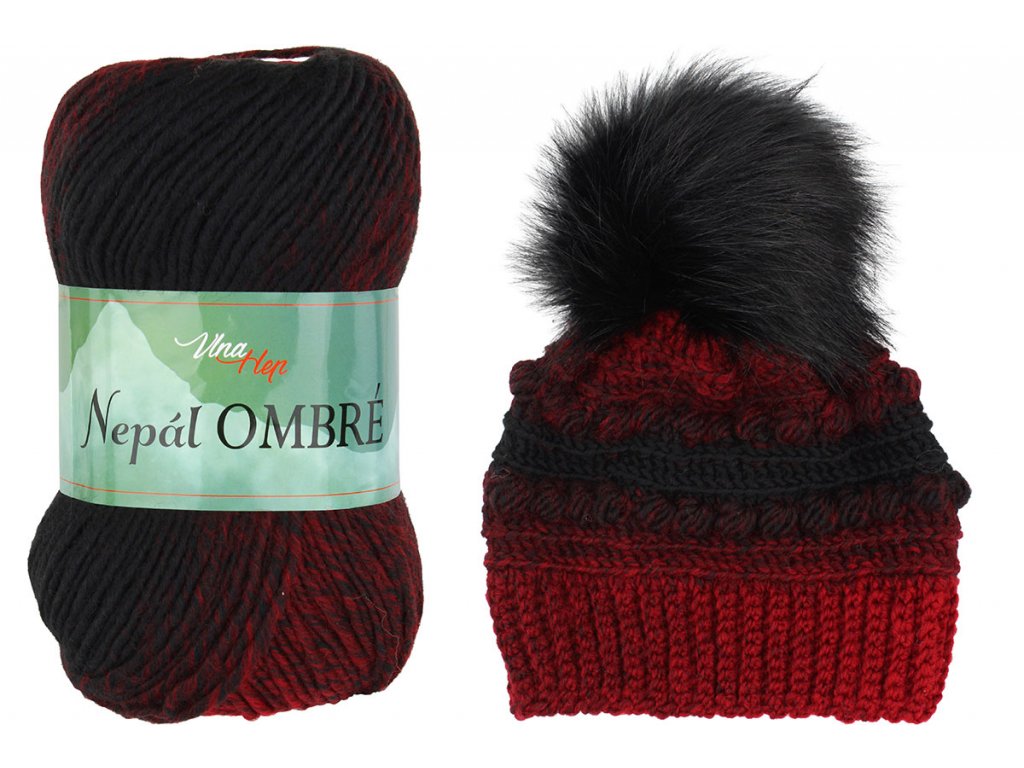 Vlna-hep Nepál ombre 7405 černo-červená