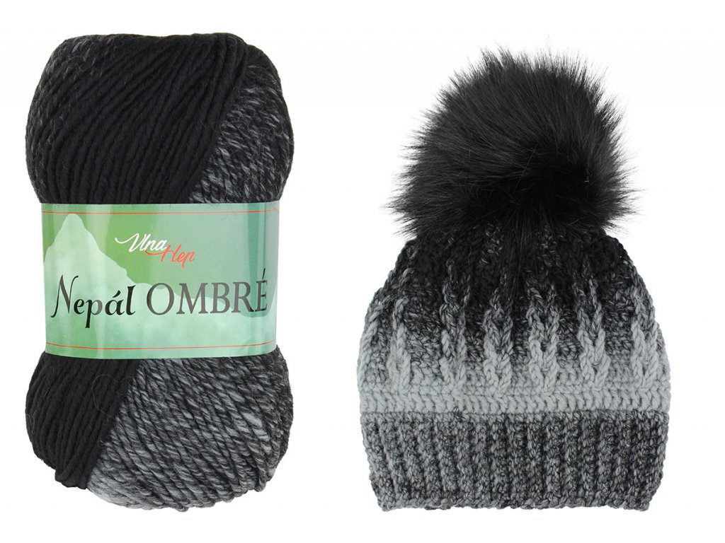 Vlna-hep Nepál ombre 7406 černo-šedá