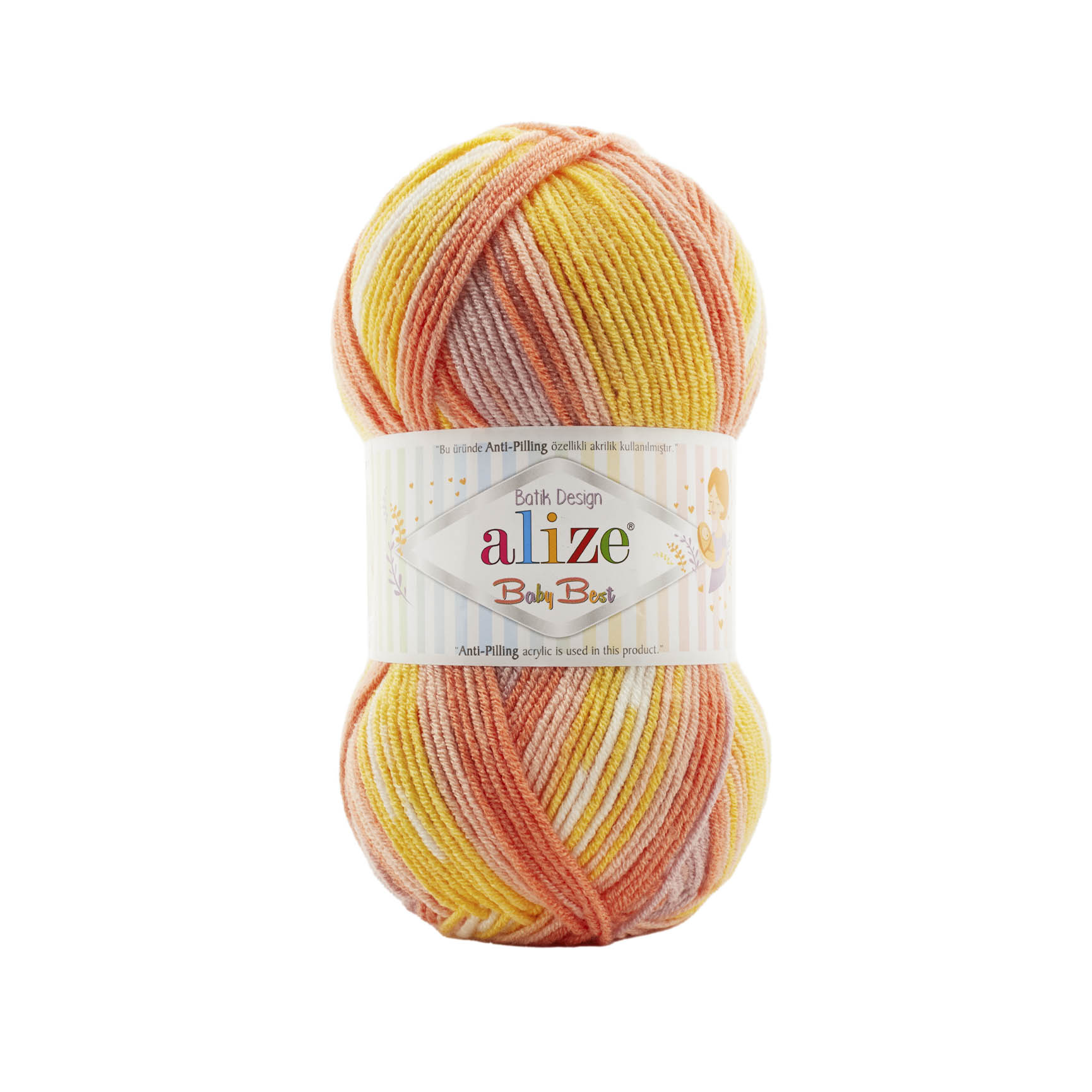 Alize Příze Baby best batik 7721 oranžovo-žluto-světlá