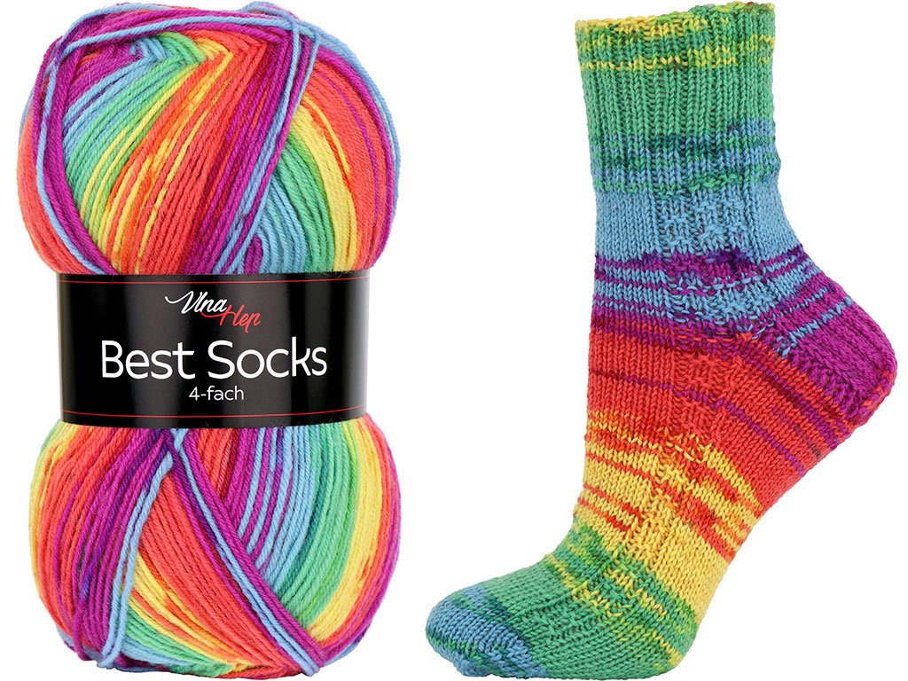 Vlna-hep Příze Best socks 7074 duhová