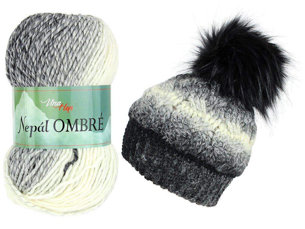 Vlna-hep Nepál ombre 7409 černo-bílá