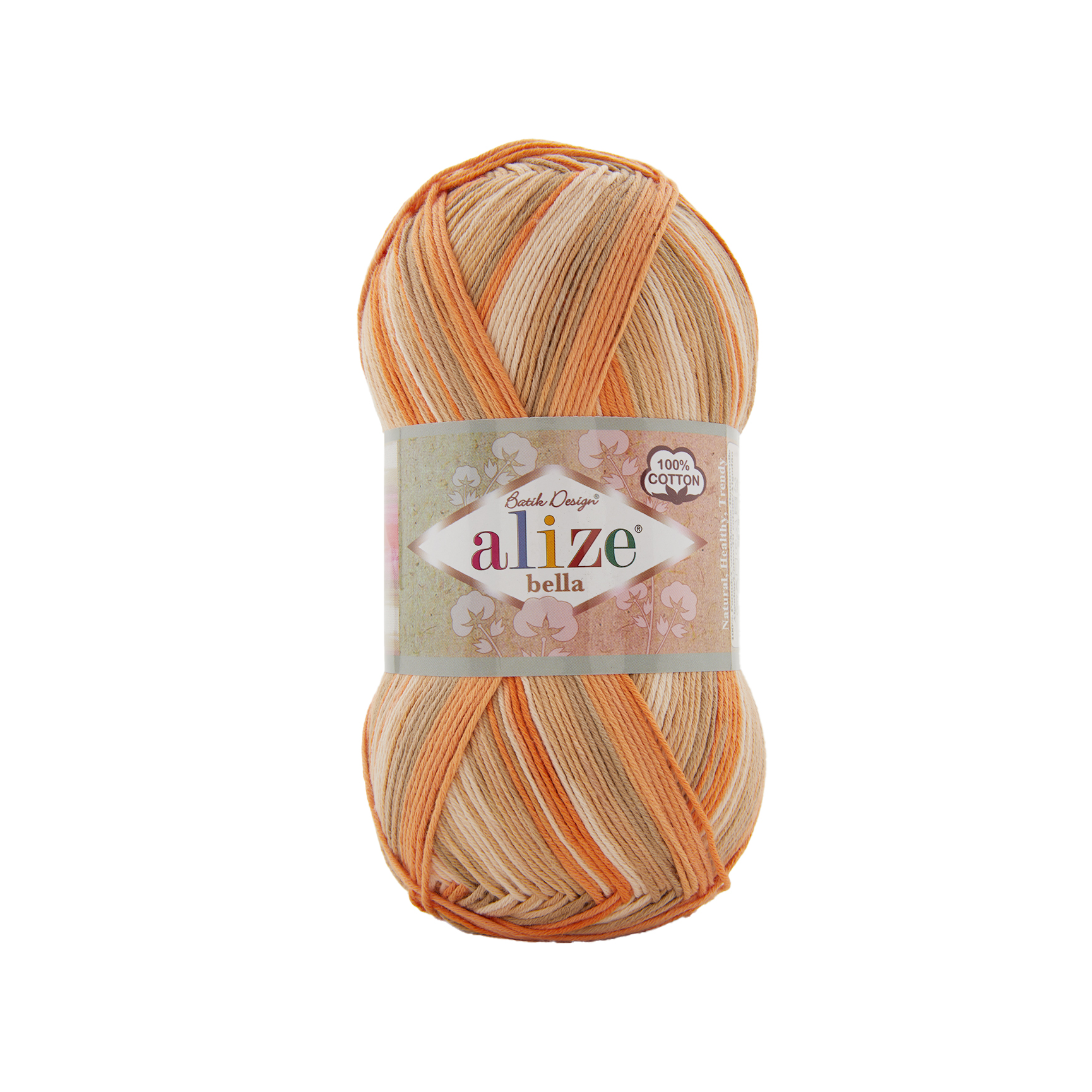 Alize Příze Bella batik 100 - 8095 oranžovo-hnědo-světlá
