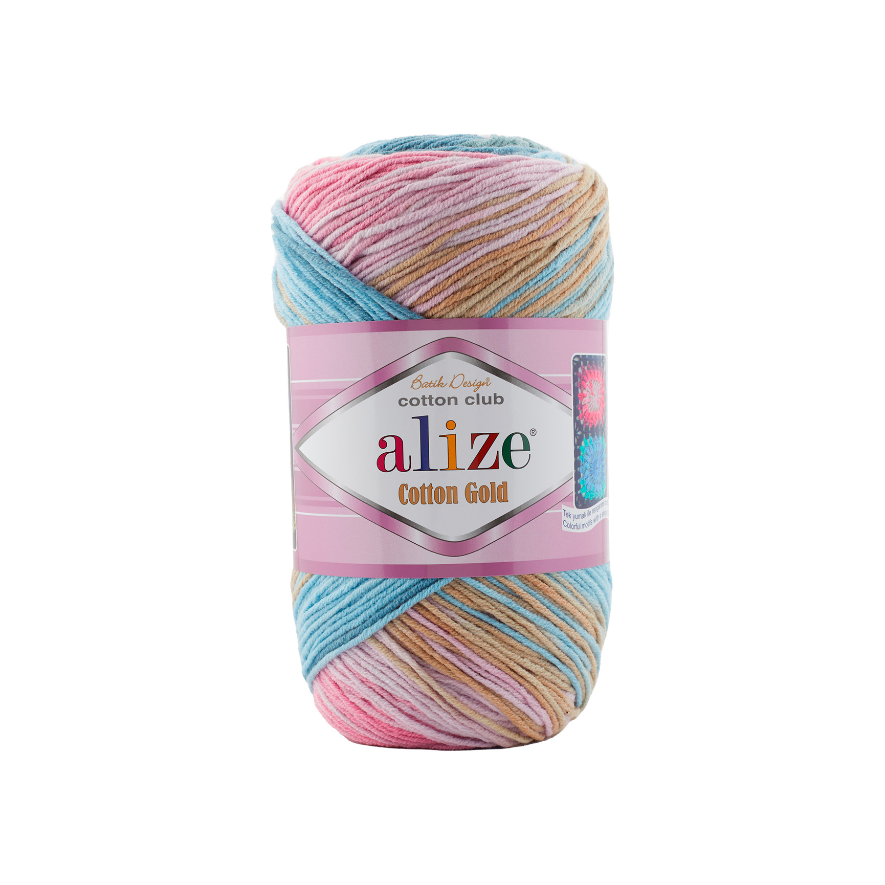 Alize Cotton gold batik 2970 světlemodro-růžová