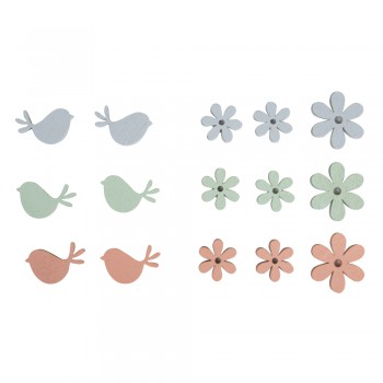 Velikonoční dekoce - kytky, ptáčci křídové odstíny 15ks