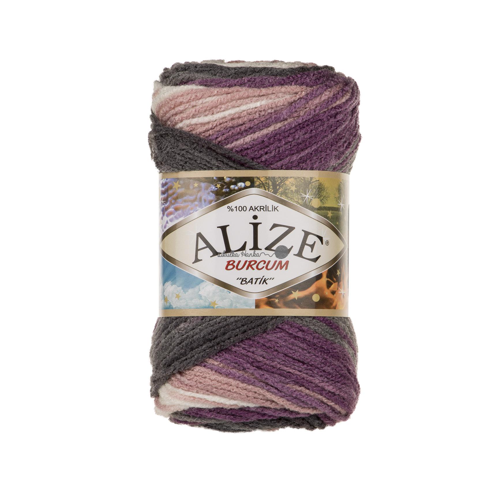 Alize Burkum batik 1986 fialovo-černo-světlá