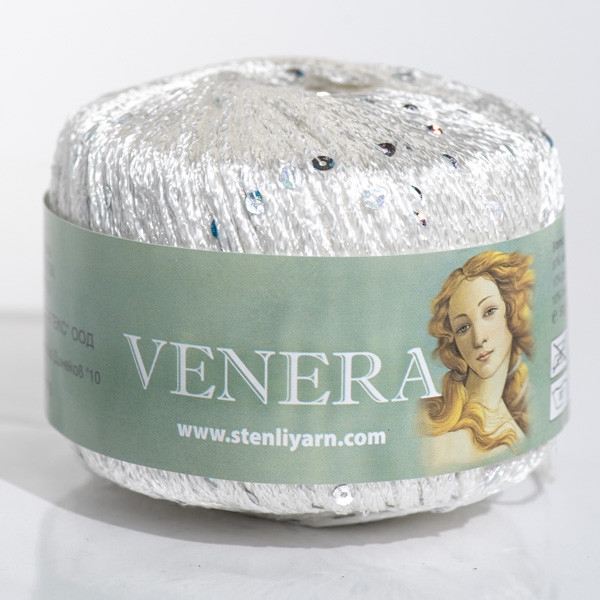 Stenli Příze Příze Venera - viskóza s flitry -  011 ecru stříbrné flitry