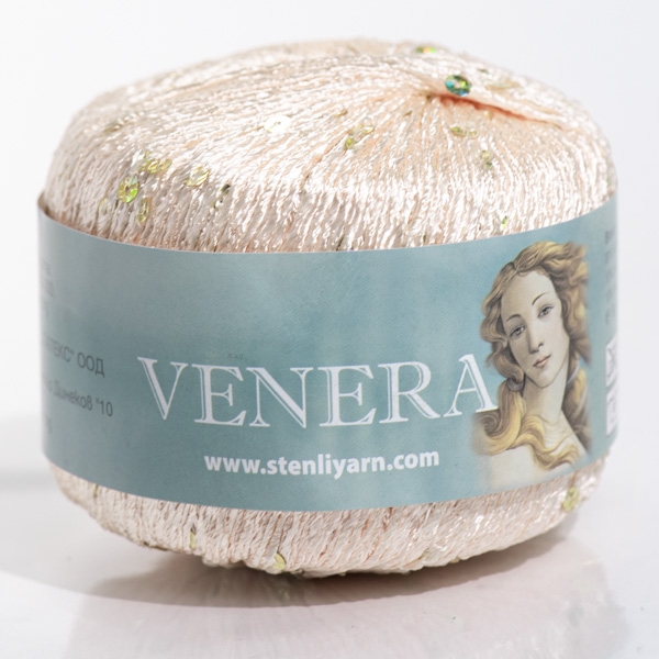Stenli Příze Příze Venera - viskóza s flitry -  6072 tělová zlaté flitry