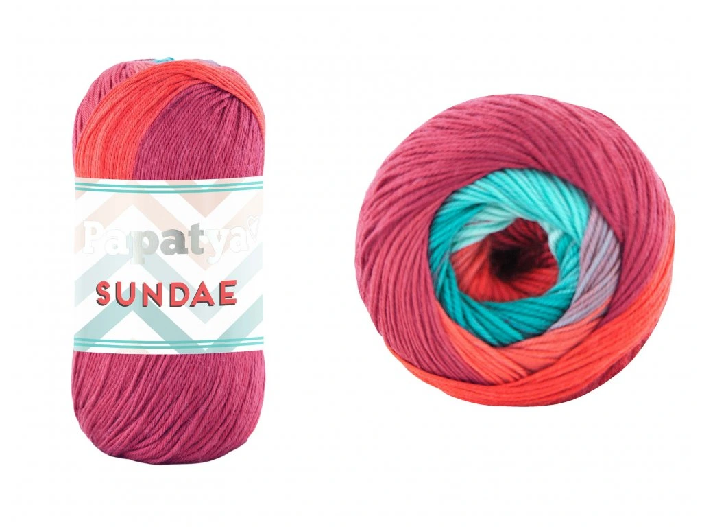 Sundae - 15 vínovo,tyrkysovo,korálová