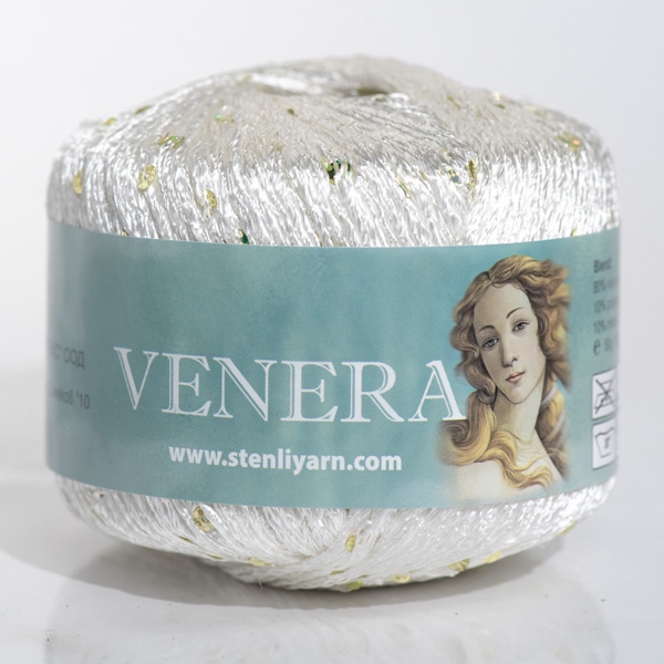 Stenli Příze Příze Venera - viskóza s flitry -  012 ecru zlaté flitry
