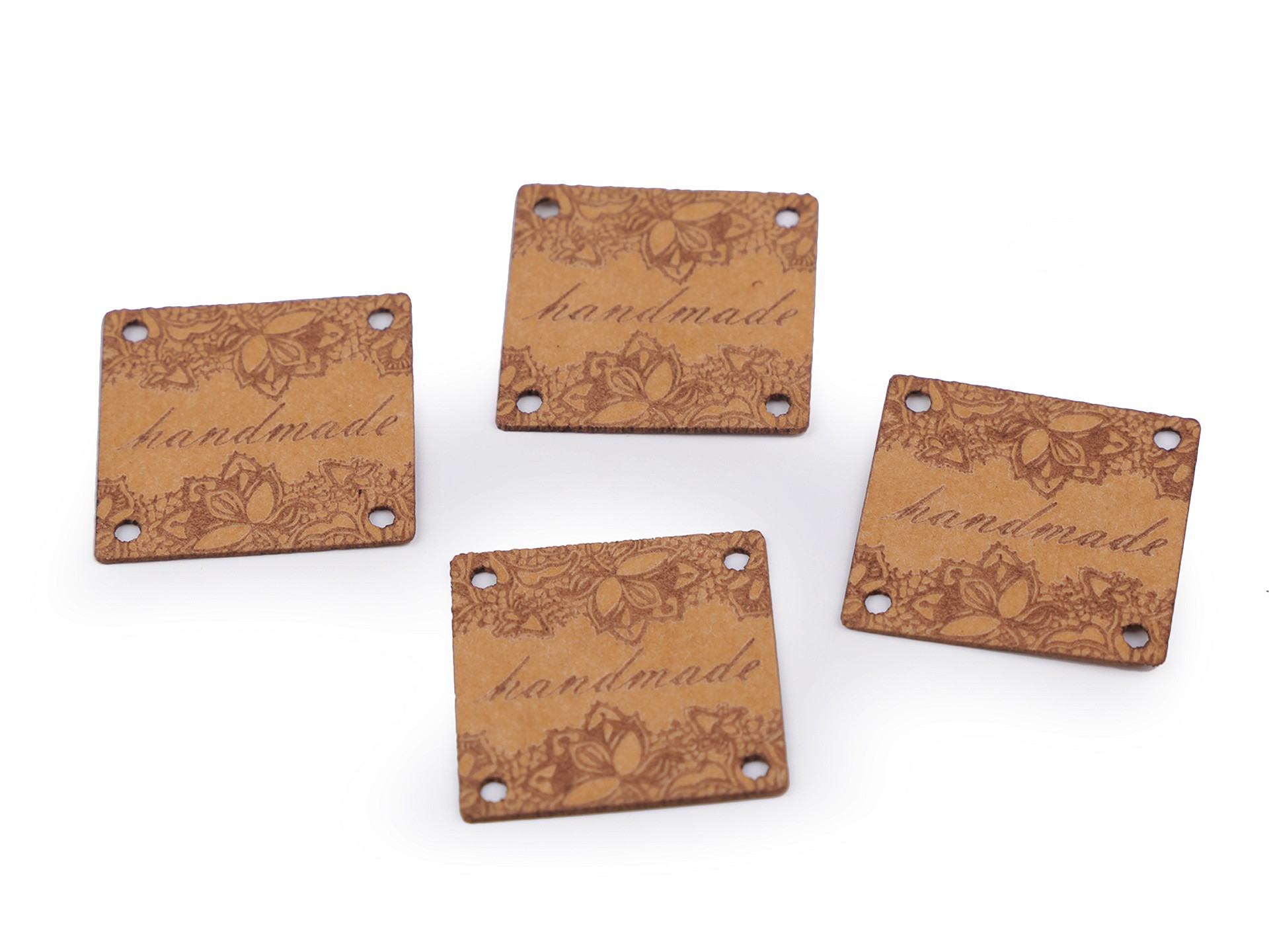 Štítek z pratelného papíru - Hand made čtverec 25x25mm