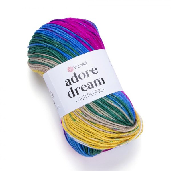 YarnArt Adore dream 1057 zeleno-modro-fuchsiovo-žlutá