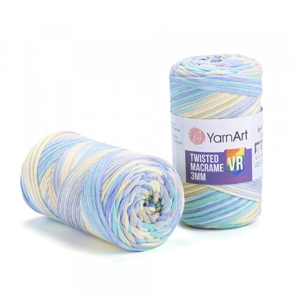 YarnArt Twisted Macrame 3mm rozčesávací VR 924 žluto-zeleno-modrá