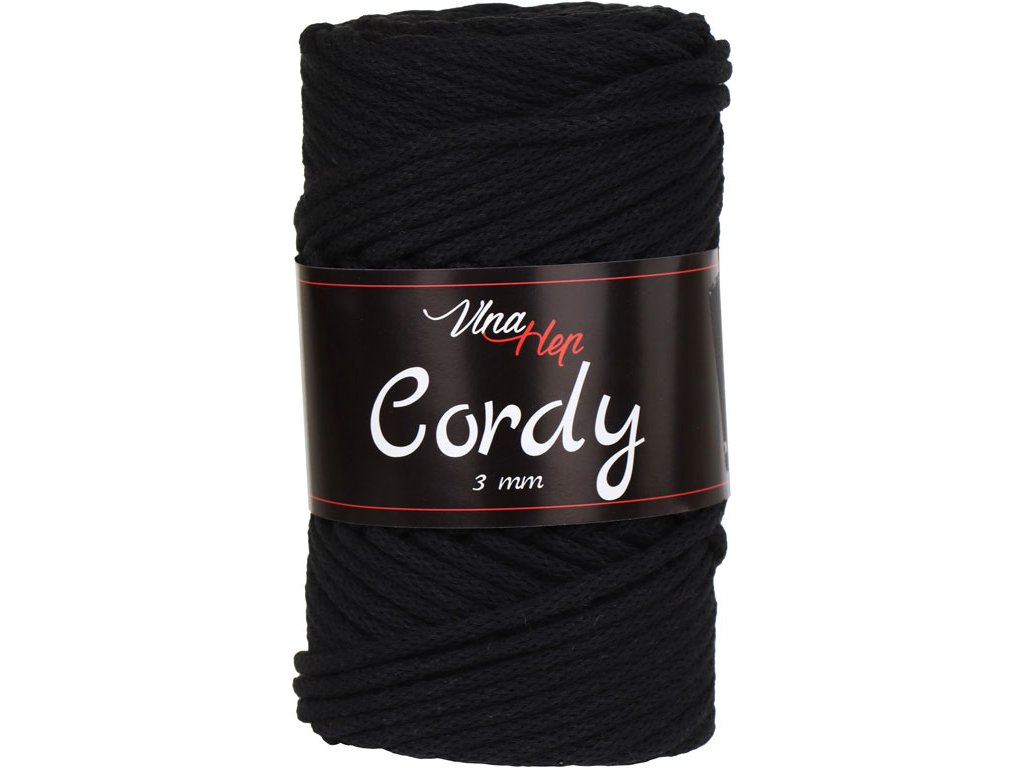 Vlna-hep Cordy šňůry 3mm - 8001 černá