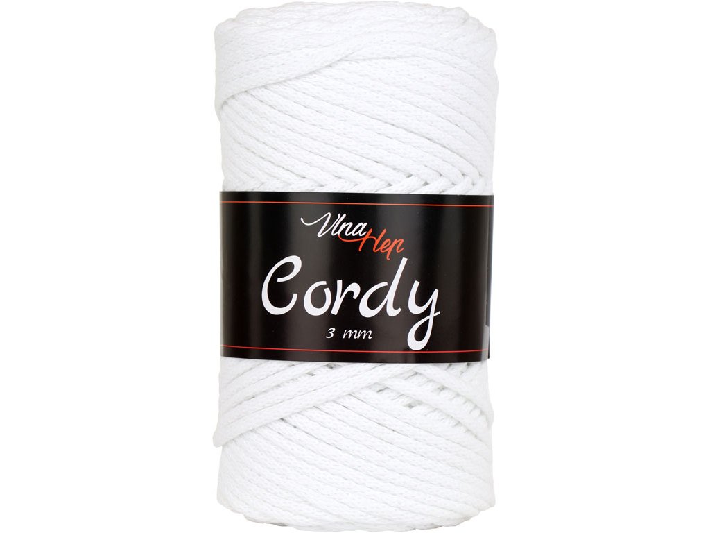 Vlna-hep Cordy šňůry 3mm - 8002 bílá