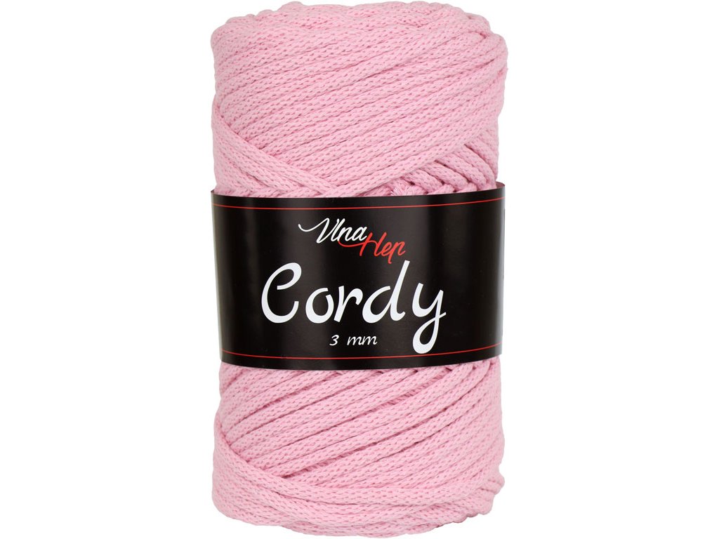 Vlna-hep Cordy šňůry 3mm - 8004 světlounká růžová