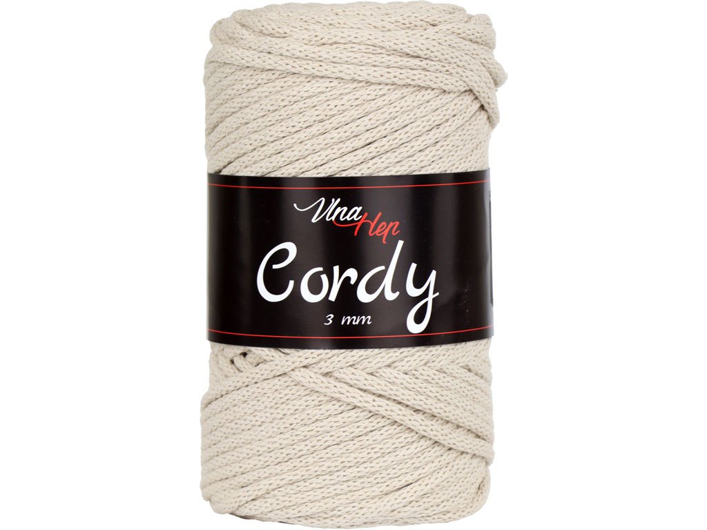 Vlna-hep Cordy šňůry 3mm - 8214 světlá béžová