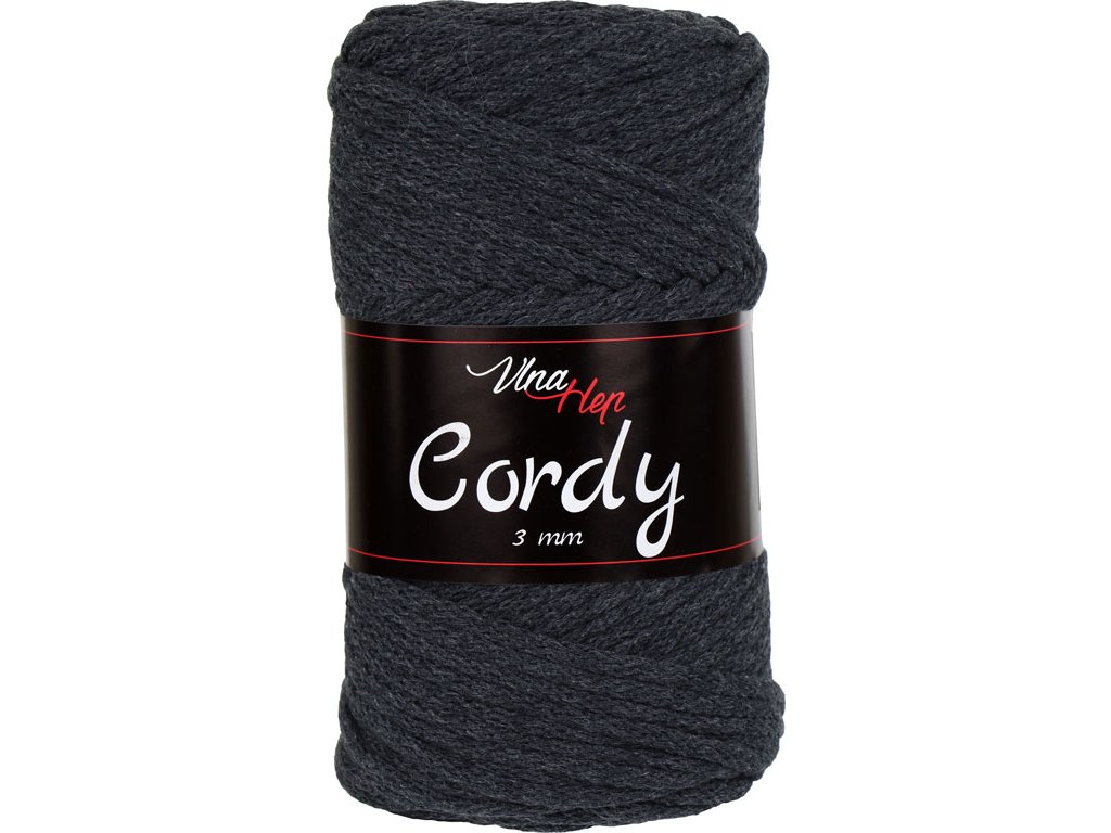 Vlna-hep Cordy šňůry 3mm - 8236 tmavě šedá