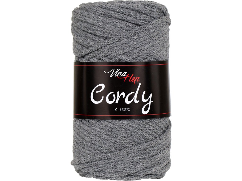 Vlna-hep Cordy šňůry 3mm - 8232 středně šedá