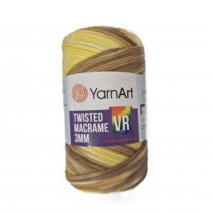 YarnArt Twisted Macrame 3mm rozčesávací VR 914 žluto-hnědá
