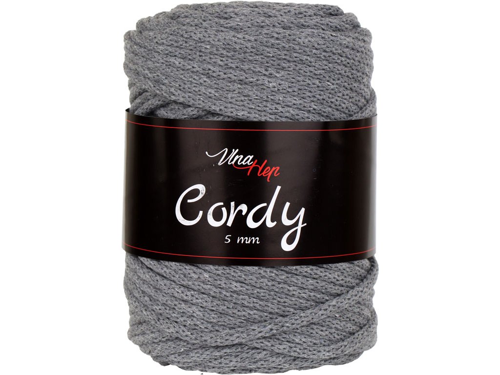 Vlna-hep Cordy šňůry 5mm - 8232 středně šedá