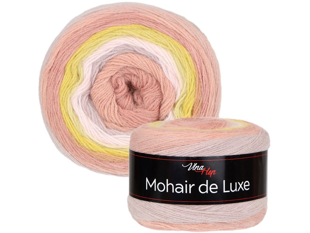 Vlna-hep Mohair de lux 7402 žluto-meruňková
