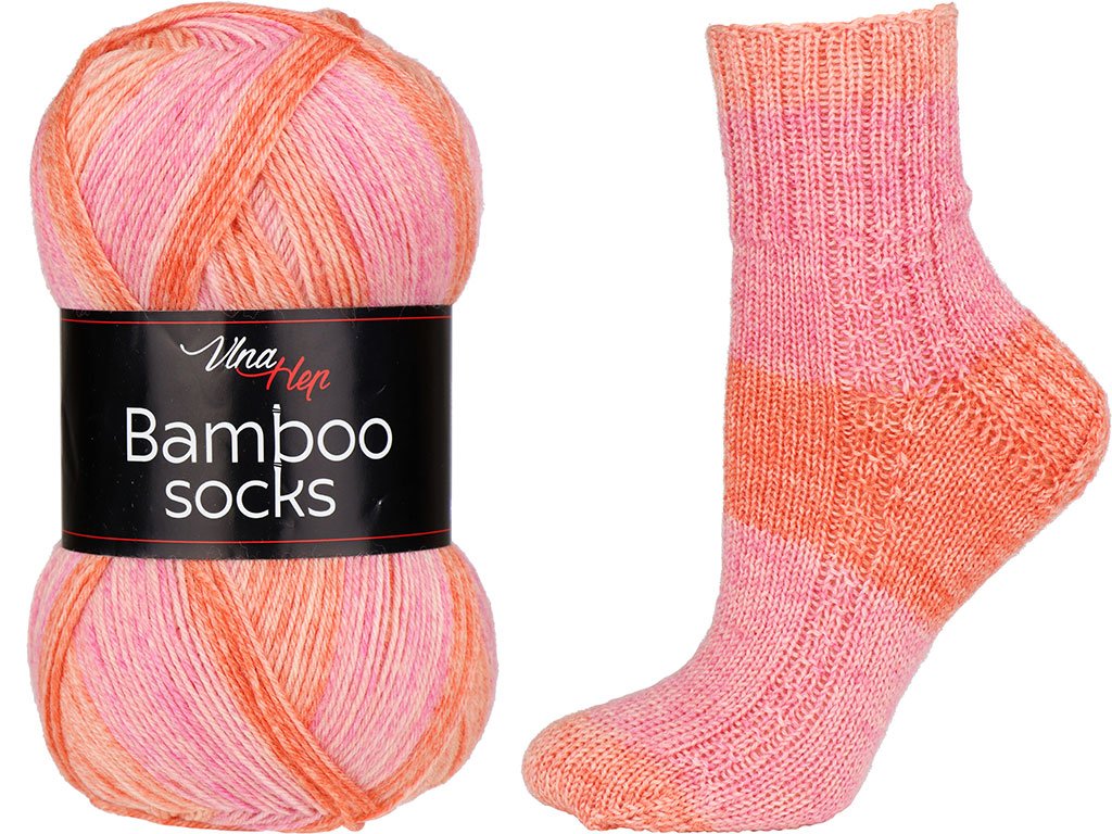 Vlna-hep Bamboo socks 7901 růžovo-červená