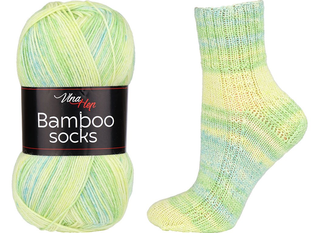 Vlna-hep Bamboo socks 7906 žluto-modro-zelená