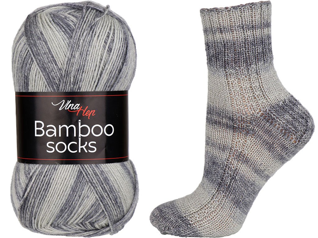 Vlna-hep Bamboo socks 7910 šedý melír