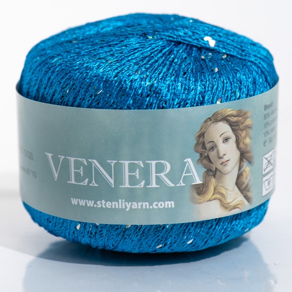 Stenli Příze Příze Venera - viskóza s flitry -  5701 tmavší tyrkysová stříbrné flitry