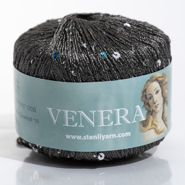 Stenli Příze Příze Venera - viskóza s flitry -  0551 kouřově šedá stříbrné flitry