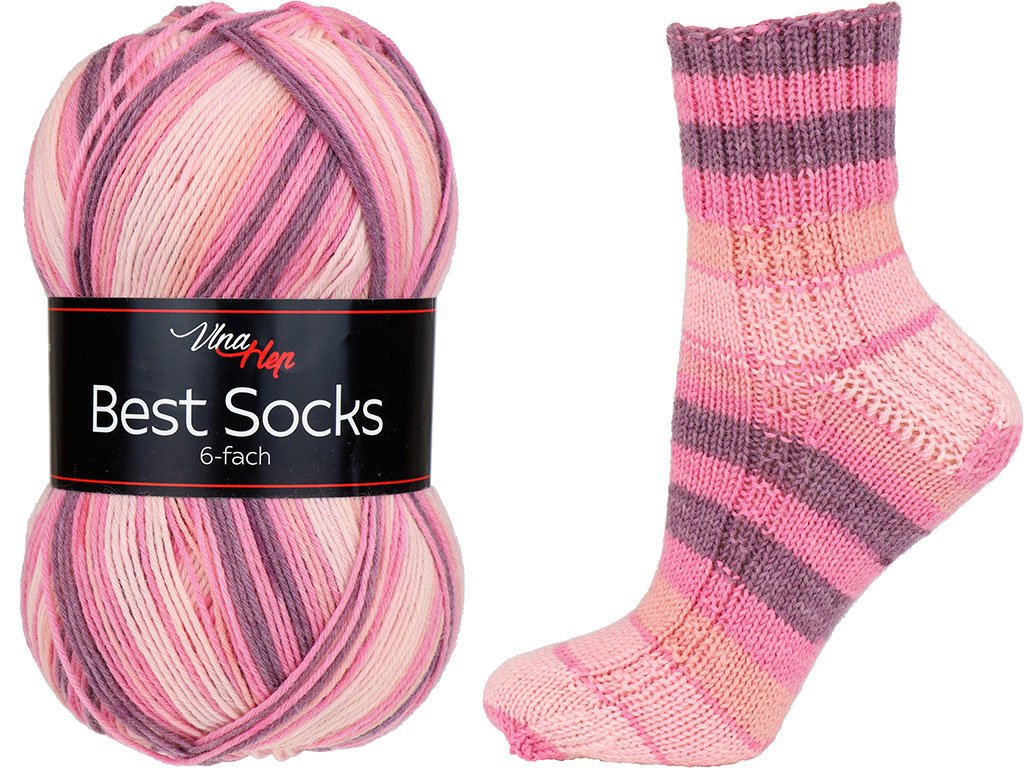 Vlna-hep Best socks 6-fach - 7361 růžovo-fialová