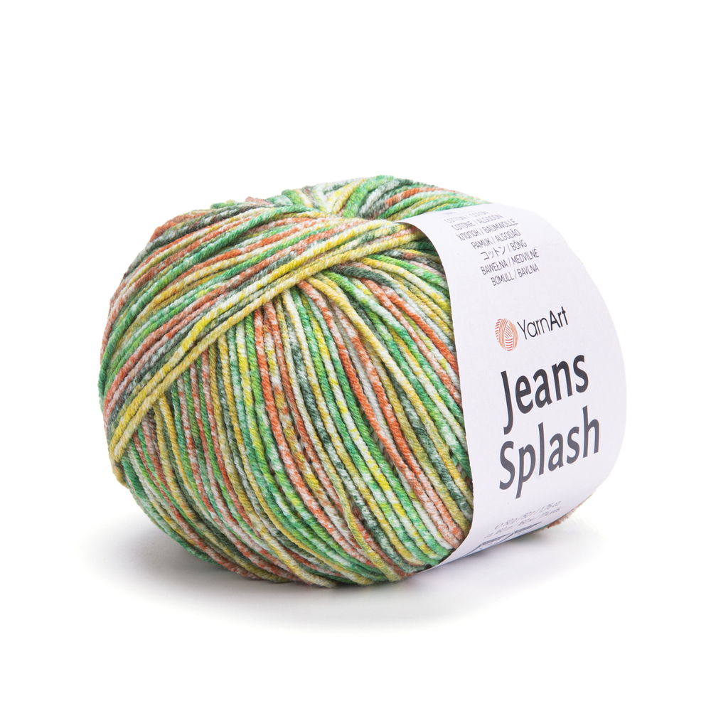 YarnArt Jeans Splash 940 zeleno-oranžovo-žlutá