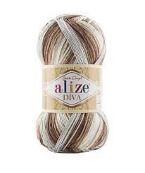 Příze Alize Diva batik 5742 hnědo-šedo-světlá