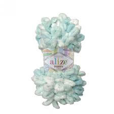 Alize Příze Puffy color 5891 bílo-mintová