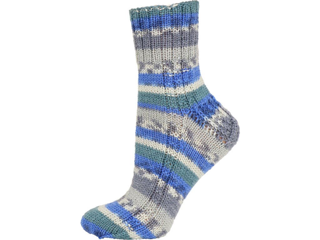 Vlna-hep Best socks 6-fach - 7373 modro-šedo-zelená