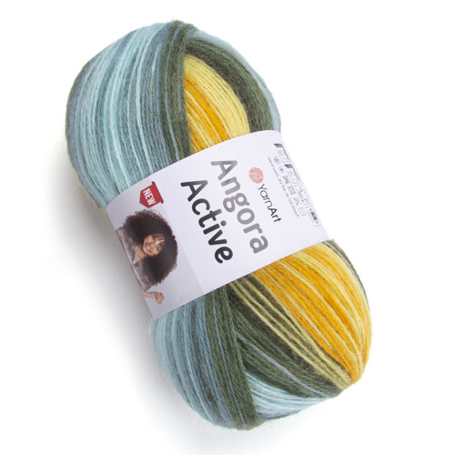 YarnArt Příze Yarn Art Angora active 857 zelenošedo-žlutá