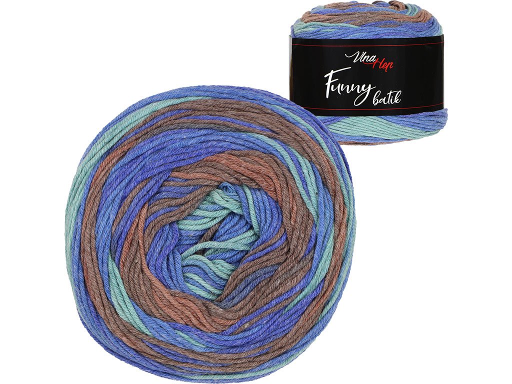 Vlna-hep Funny batik - 9824 modro-hnědá