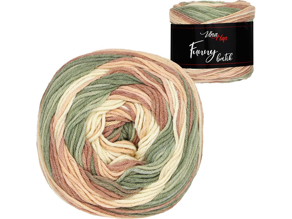 Vlna-hep Funny batik - 9828 béžovo-khaki