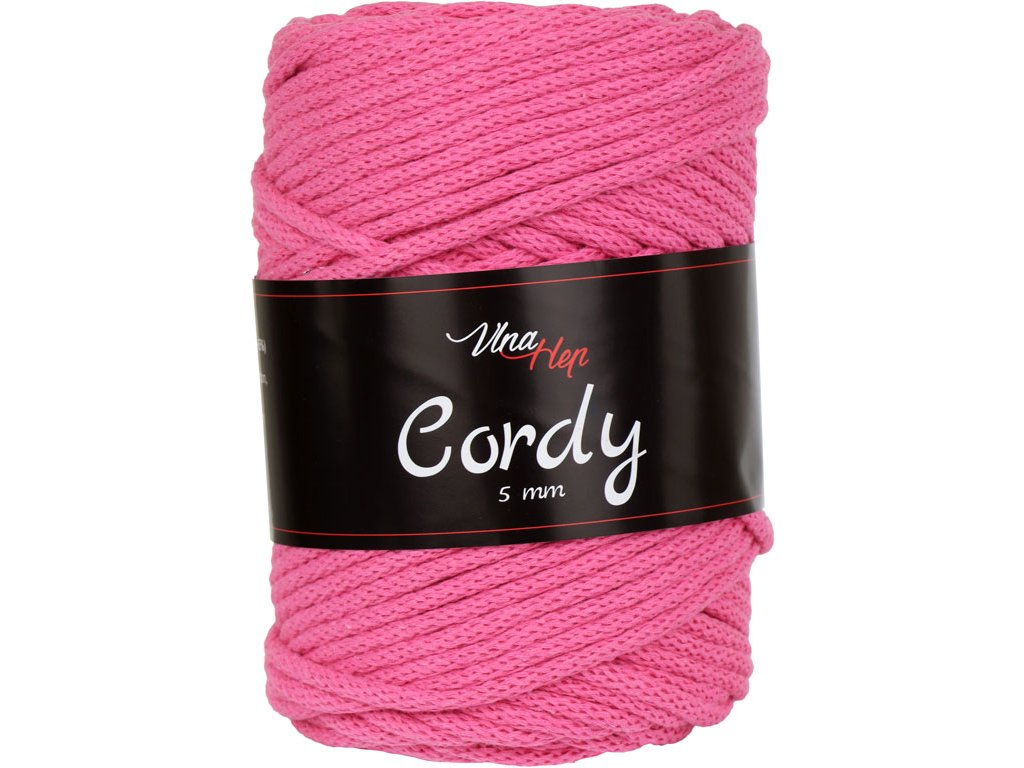 Vlna-hep Cordy šňůry 5mm - 8036 růžová barbie