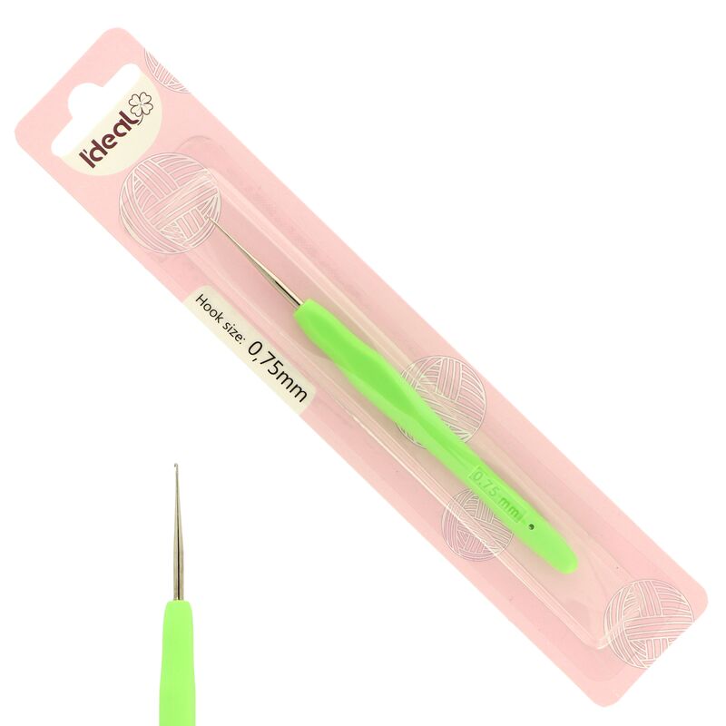 Háček s pogumovanou ručkou 0,75mm zelený