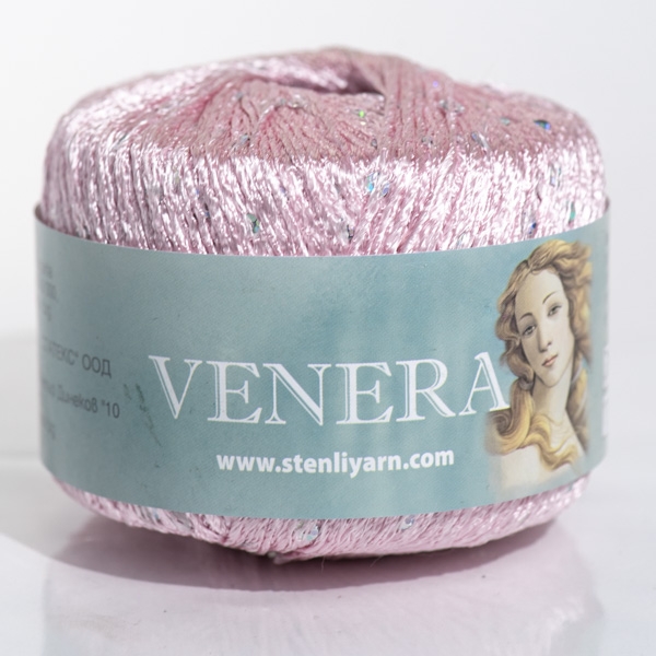 Stenli Příze Příze Venera - viskóza s flitry -  3181 světlá pudrová stříbrné flitry