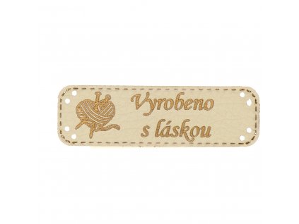 Hand made štítek koženka světle béžová klubko