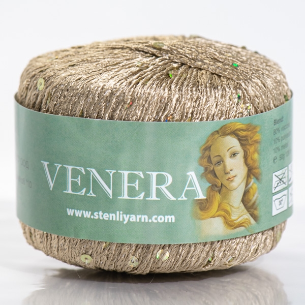Stenli Příze Příze Venera - viskóza s flitry - 6602 cappucino zlaté flitry
