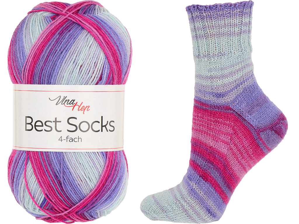 Vlna-hep Příze Best socks 7405 fialovo-růžová