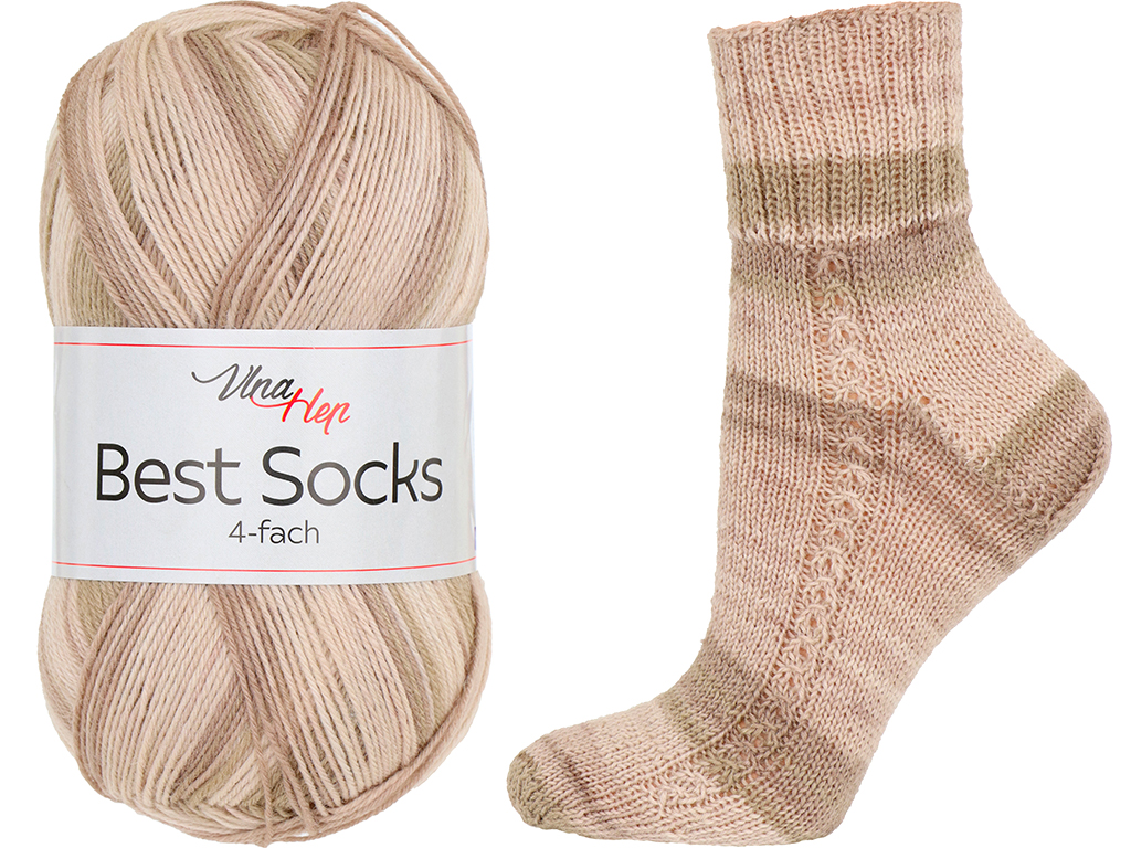 Vlna-hep Příze Best socks 7412 světle hnědá