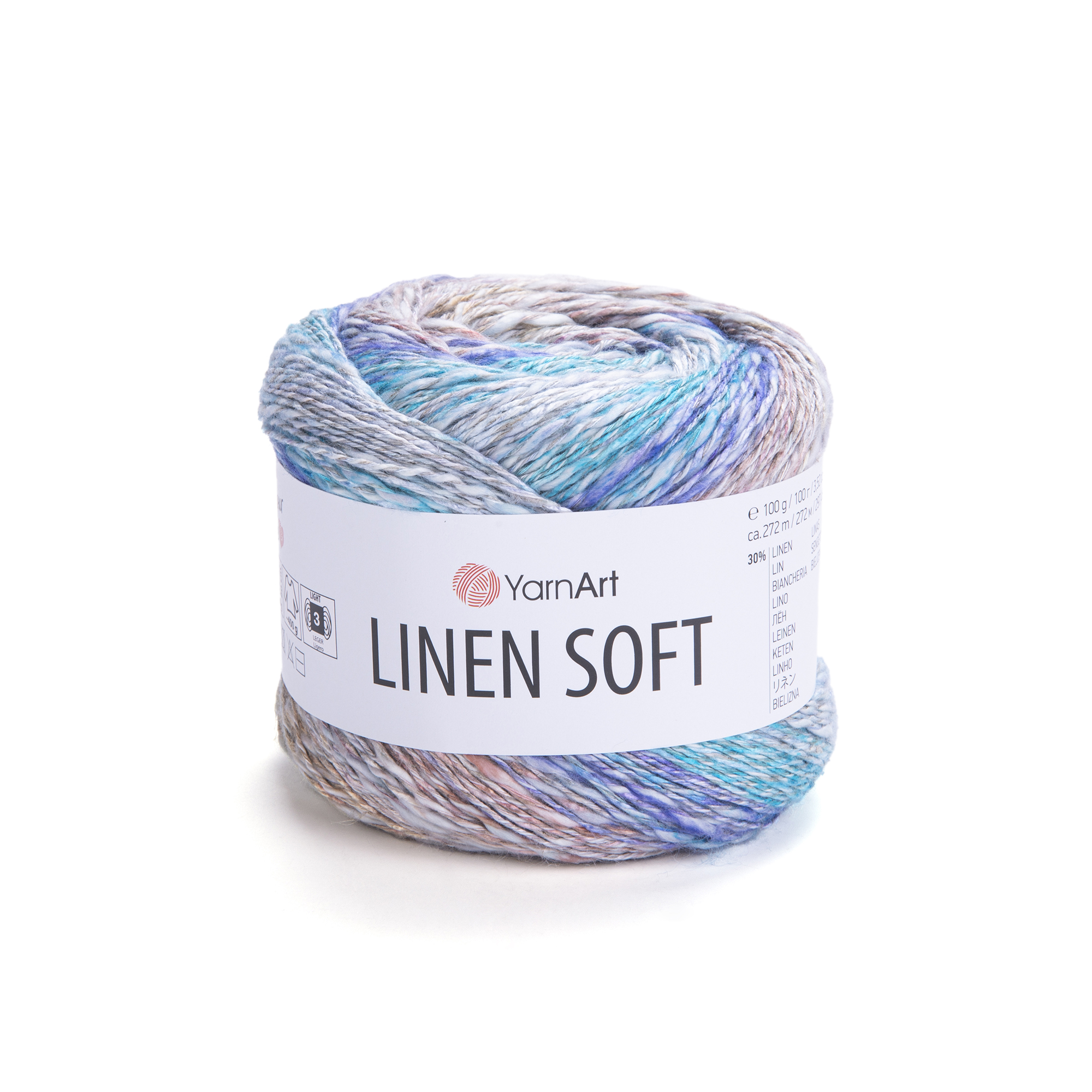 YarnArt Linen soft 7402 modro-hnědý proužek