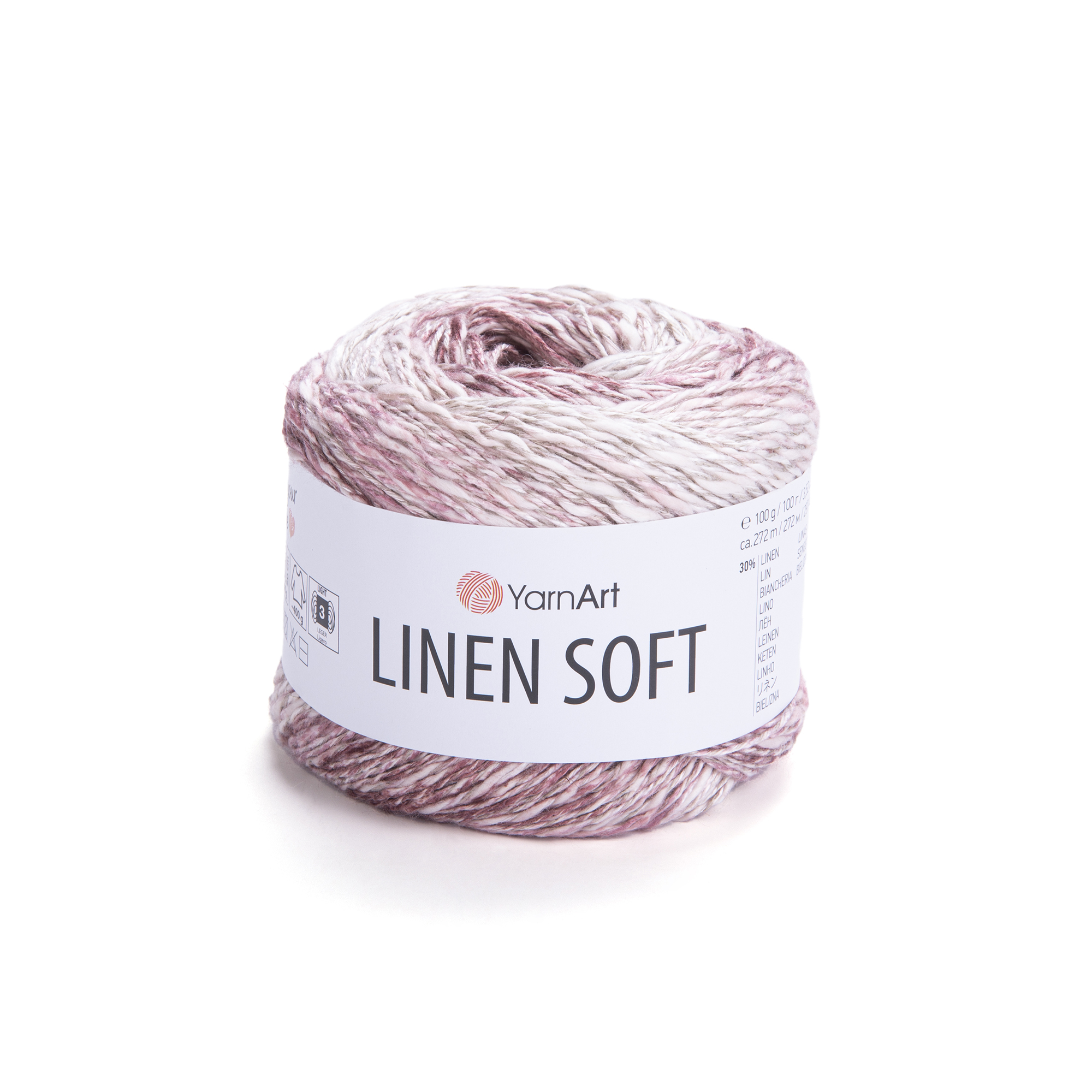 YarnArt Linen soft 7405 béžovo-vínový proužek