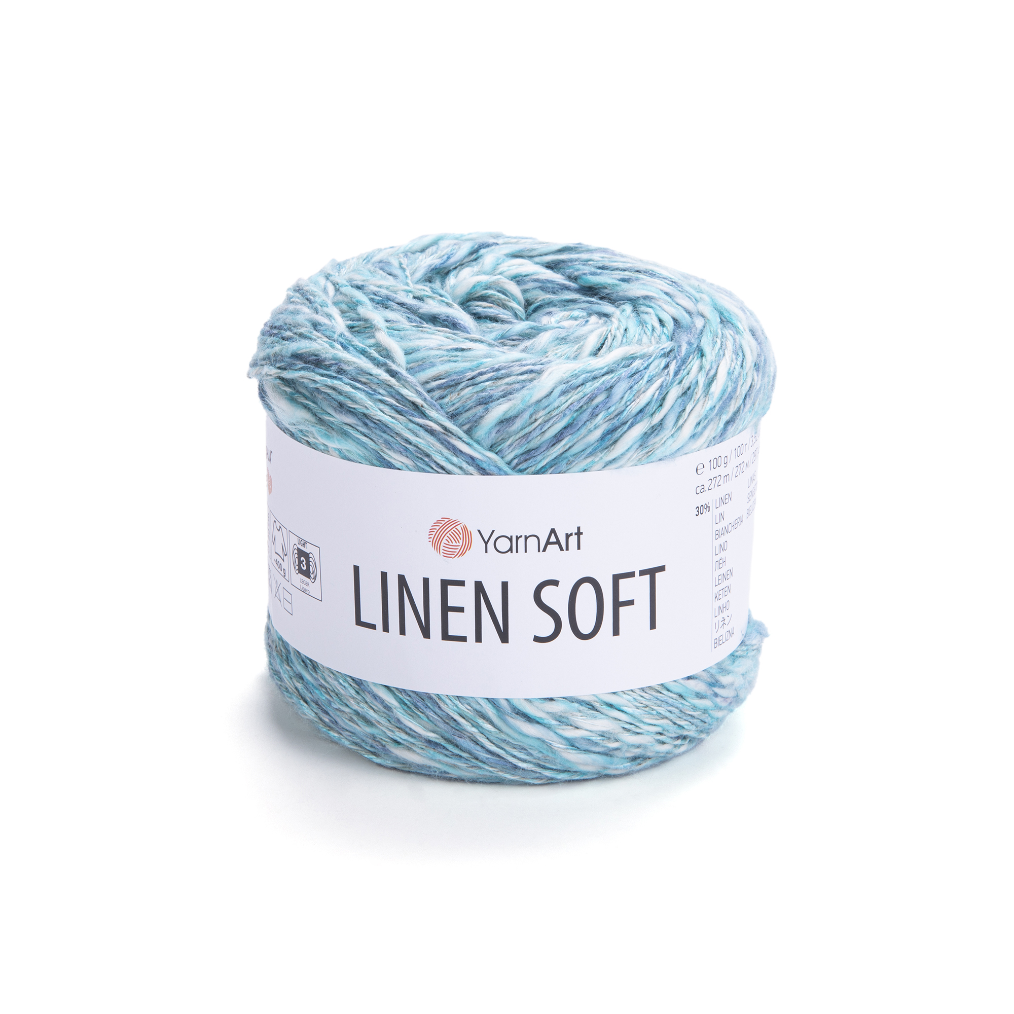 YarnArt Linen soft 7408 tyrkysovo-modrá melange
